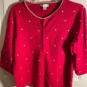 Christopher and Banks heart button heart Valentine sweater matching tank large